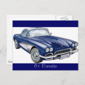 61CorvetteGlitzie, 61 Corvette Briefkaart (Voorkant / Achterkant)