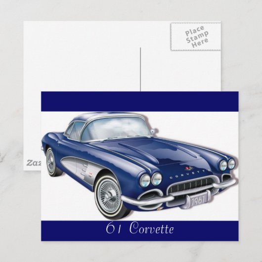 61CorvetteGlitzie, 61 Corvette Briefkaart (Voorkant / Achterkant)