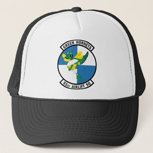 61e Airlift Squadron - Green Hornets Trucker Pet (Voorkant)