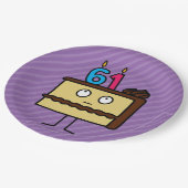 61e Birthday Cake met kaarsen Papieren Bordje (Gekanteld)