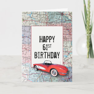 61e Birthday Retro Corvette op Kaart
