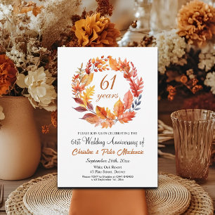61e bruiloft Jubileum Herfst Floral Garland Kaart
