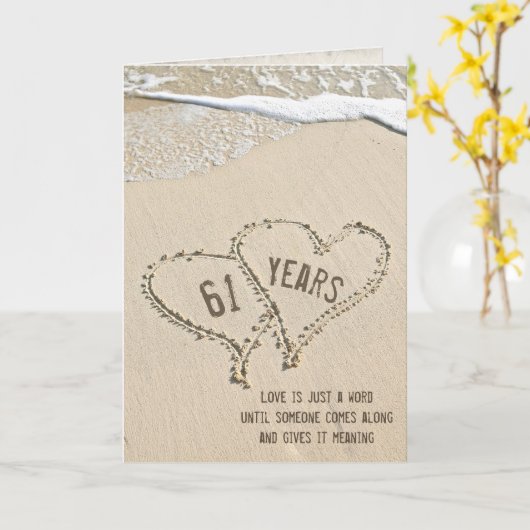 61e Jubileum Beach Hearts Kaart (Gele Bloem)