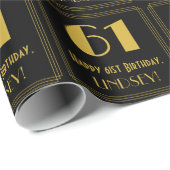 61e verjaardag ~ Art Deco geïnspireerd look "61",  Cadeaupapier (Rol Hoek)