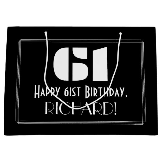 61e verjaardag ~ Art Deco geïnspireerd look "61" + Groot Cadeauzakje (Voorkant)