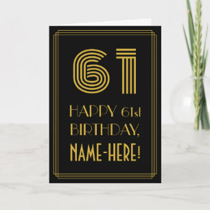 61e verjaardag: Art Deco geïnspireerd look "61" & Kaart