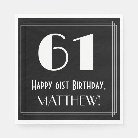 61e verjaardag ~ Art Deco geïnspireerd look "61",  Servet (Voorkant)