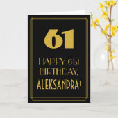 61e verjaardag ~ Art Deco Geïnspireerd uiterlijk " Kaart (Gele Bloem)