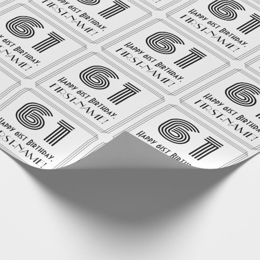 61e verjaardag: Art Deco geïnspireerde stijl "61"  Cadeaupapier (Hoek)