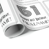 61e verjaardag: Art Deco geïnspireerde stijl "61"  Cadeaupapier (Rol Hoek)