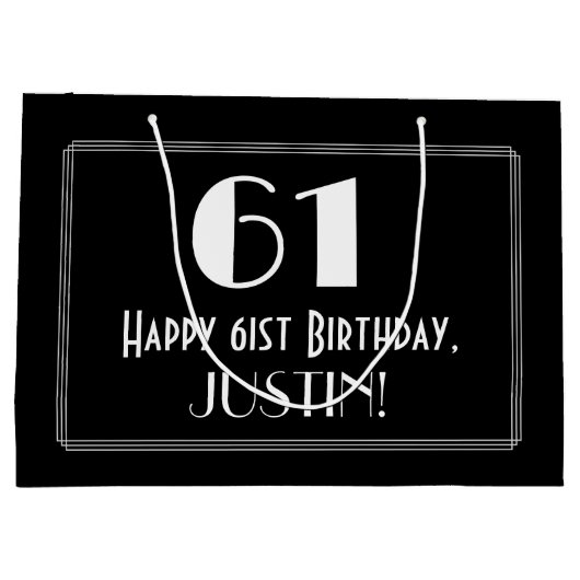 61e verjaardag: Art Deco geïnspireerde stijl "61", Groot Cadeauzakje (Achterkant)