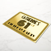 61e verjaardag — Art Deco Style "61" & naam Folie Uitnodiging (Gedraaid)