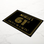 61e verjaardag — Art Deco Style "61" + Naam Folie Uitnodiging (Gedraaid)