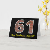 61e verjaardag - bakstenen muurpatroon "61" w / Na Kaart (Gele Bloem)