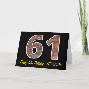 61e verjaardag - bakstenen muurpatroon "61" w / Na Kaart