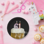 61e verjaardag bier met kaars papieren bordje (Feest)