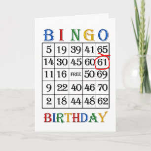 61e verjaardag Bingo kaart