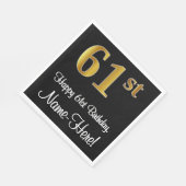 61e verjaardag ~ Elegante luxe Faux Gold look # Servet (Hoek)