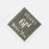 61e verjaardag — Fancy script, Faux Wood Kijk Servet (Hoek)