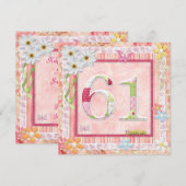 61e verjaardag feest scrapbooking stijl kaart (Voorkant / Achterkant)