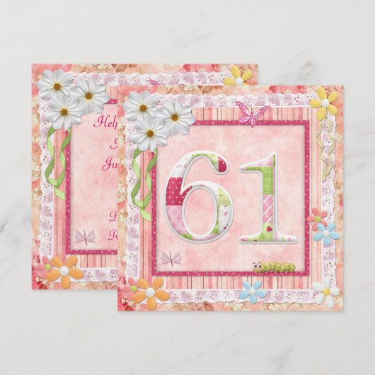 61e verjaardag feest scrapbooking stijl kaart (Voorkant / Achterkant)