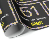 61e verjaardag: Floral Flowers Number, Custom Name Cadeaupapier (Rol Hoek)