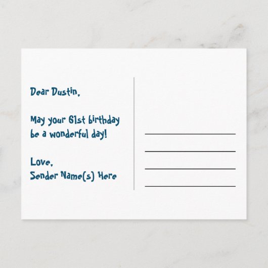 61e verjaardag: Fun Hearts-patroon, Regenboog 61 Briefkaart (Achterkant)