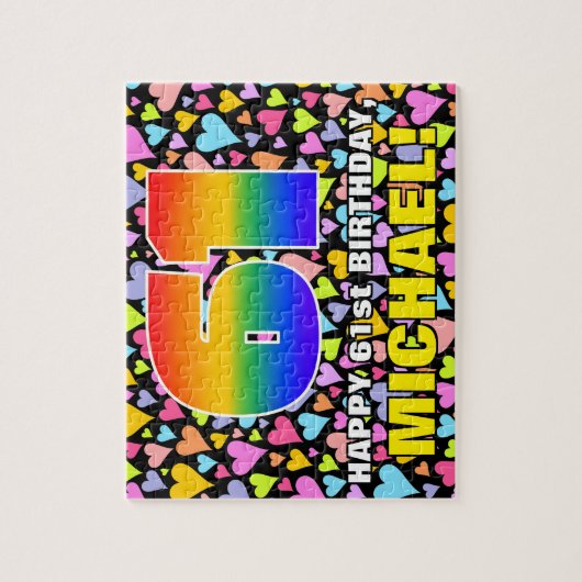 61e verjaardag - Fun, liefhebbende harteschepen + Legpuzzel (Verticaal)