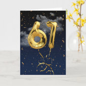 61e verjaardag Gold Mylar ballon en Confetti-kaart Kaart (Gele Bloem)