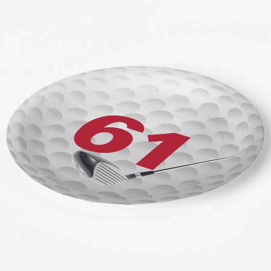 61e verjaardag golfbal ontwerp papieren bordje (Gekanteld)