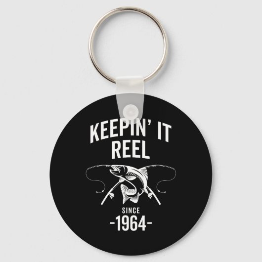 61e verjaardag Keep It Reel sinds 1964 Gevist Sleutelhanger (Voorkant)