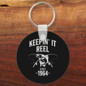 61e verjaardag Keep It Reel sinds 1964 Gevist Sleutelhanger (Voorkant)