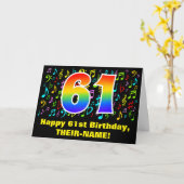 61e verjaardag: kleurrijke muzieksymbolen & regenb kaart (Gele Bloem)