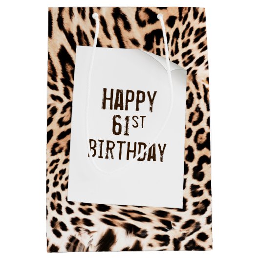 61e verjaardag leopard voor afdrukken Gemiddelde G Medium Cadeauzakje (Voorkant)