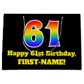 61e verjaardag ~ Leuk, Kleurrijk, Levendig, Regenb Groot Cadeauzakje (Voorkant)