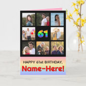 61e verjaardag: Leuke regenboog #, Aangepaste foto Kaart (Gele Bloem)