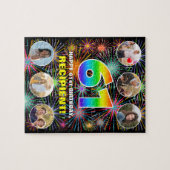 61e verjaardag: Leuke regenboog #, aangepaste naam Legpuzzel (Horizontaal)