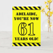 61e Verjaardag: Leuke stencil-stijltekst, aangepas Kaart (Gele Bloem)