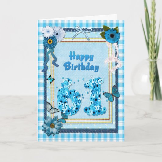 61e verjaardag met een scrapbook-effect kaart (Voorkant)