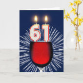 61e verjaardag met wijn en kaarsen kaart (Gele Bloem)