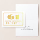 61e verjaardag; naam + Art Deco geïnspireerd look  Folie Kaarten (Display)