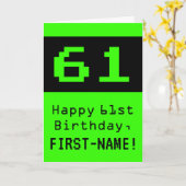 61e verjaardag: Nerdy / Geeky stijl "61" en naam Kaart (Gele Bloem)