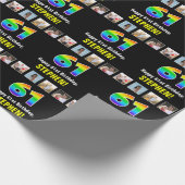 61e verjaardag: Regenboog "61"; Aangepaste foto's  Cadeaupapier (Hoek)