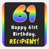 61e verjaardag: Regenboogspectrum # 61, Aangepast  Vierkante Sticker (Voorkant)