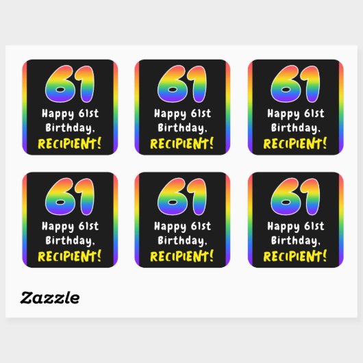 61e verjaardag: Regenboogspectrum # 61, Aangepast  Vierkante Sticker (Vel)