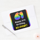 61e verjaardag: Regenboogspectrum # 61, Aangepast  Vierkante Sticker (Envelop)