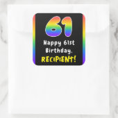 61e verjaardag: Regenboogspectrum # 61, Aangepast  Vierkante Sticker (Tas)