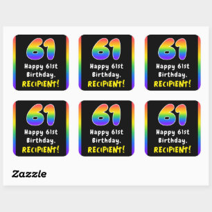 61e verjaardag: Regenboogspectrum # 61, Aangepast  Vierkante Sticker