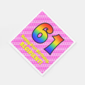 61e verjaardag: Roze strips & harten, regenboognr. Servet (Hoek)