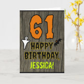 61e verjaardag: Spooky Halloween Thema, aangepaste Kaart (Gele Bloem)